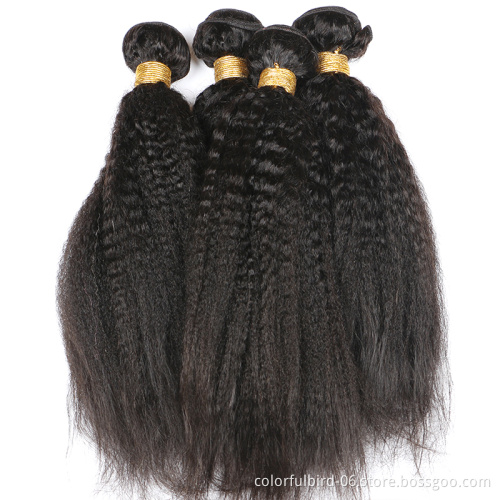 Wholesale Kinky Straight Human Hair  Peruvian Hair Bundles for black women Yaki Straight Bundles Remy hair